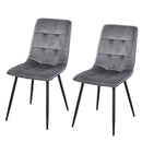 Flannelette Tufted Twin-Pair Dining Chairs Grey