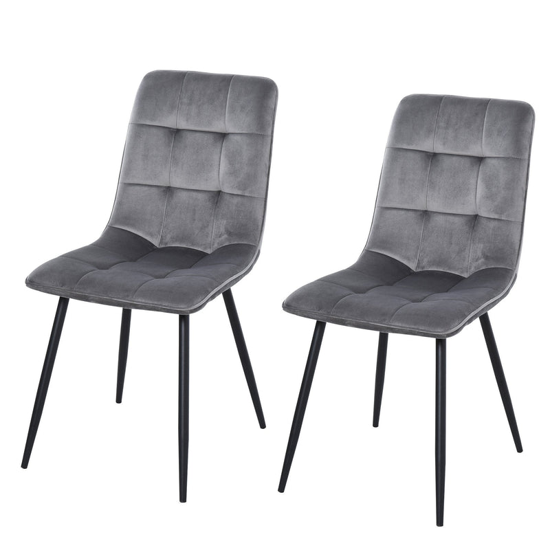 Flannelette Tufted Twin-Pair Dining Chairs Grey