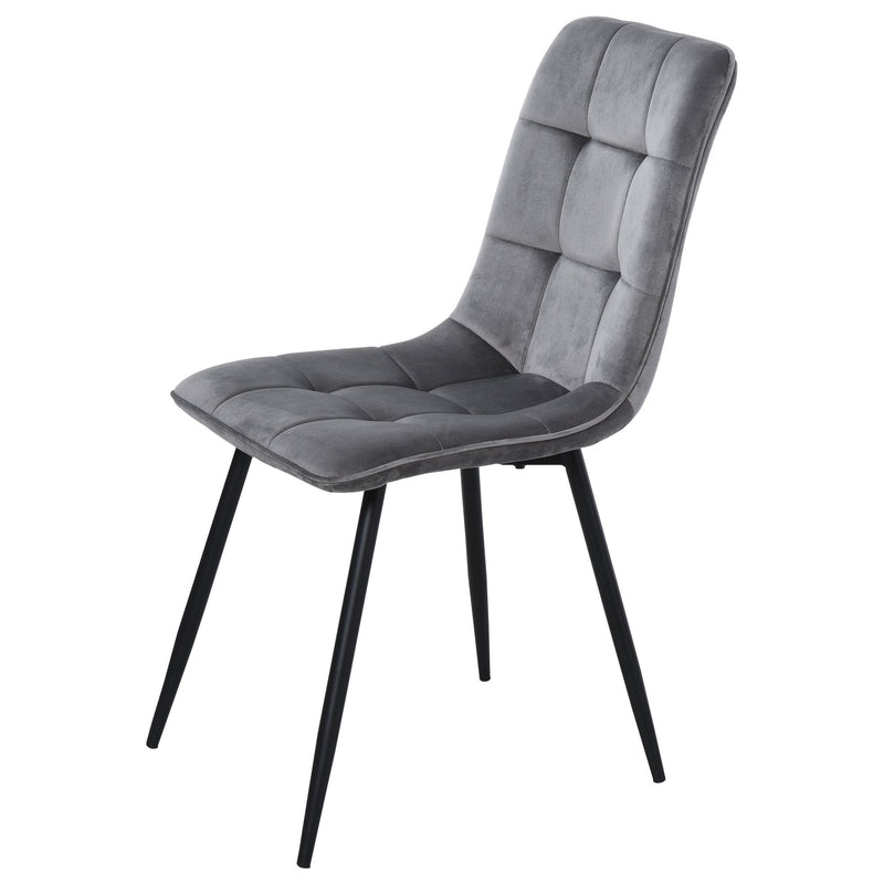 Flannelette Tufted Twin-Pair Dining Chairs Grey