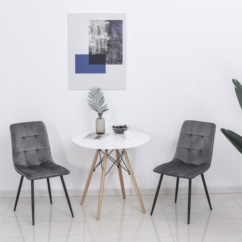 Flannelette Tufted Twin-Pair Dining Chairs Grey