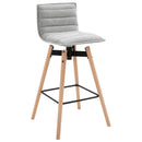 Modern Linen Fabric Upholstered Barstool Padded Chairs with Swivel Seat & Rubberwood Footrest, Light Grey Footrest