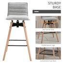 Modern Linen Fabric Upholstered Barstool Padded Chairs with Swivel Seat & Rubberwood Footrest, Light Grey Footrest