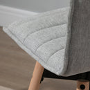 Modern Linen Fabric Upholstered Barstool Padded Chairs with Swivel Seat & Rubberwood Footrest, Light Grey Footrest