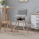 Modern Linen Fabric Upholstered Barstool Padded Chairs with Swivel Seat & Rubberwood Footrest, Light Grey Footrest