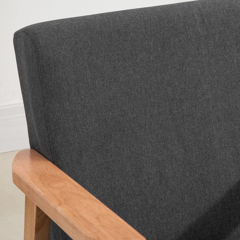 Linen Fabric Accent Dining Chair with Rubber Wood Legs and Sponge Padded Cushion, for Living Room, Dining Room,Study, Dorm, Dark Grey Study