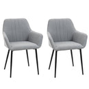 HOMCOM Dining Chairs Linen Fabric Accent Chairs Metal Legs, Set of 2 Light Grey