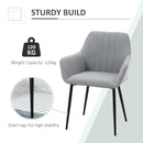 HOMCOM Dining Chairs Linen Fabric Accent Chairs Metal Legs, Set of 2 Light Grey