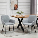 HOMCOM Dining Chairs Linen Fabric Accent Chairs Metal Legs, Set of 2 Light Grey