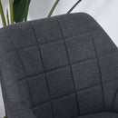 2 Pieces Linen-Touch Fabric Dining Chair with Grid Pattern Cushion and Backrest, Sponge Padded Armchair for Living Room, Bedroom, Office