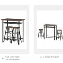 HOMCOM Bar Table Set, Bar Table and Stools Set, Footrest and Storage Shelf, for Kitchen, Dining Room, Pub, Cafe, Black and Oak