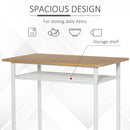 HOMCOM 3 Piece Bar Height Dining Furniture Set with 1 Table and 2 Matching Chairs with Metal Frame Footrest and Storage Shelf, for Kitchen, Dining Room, Pub, Cafe