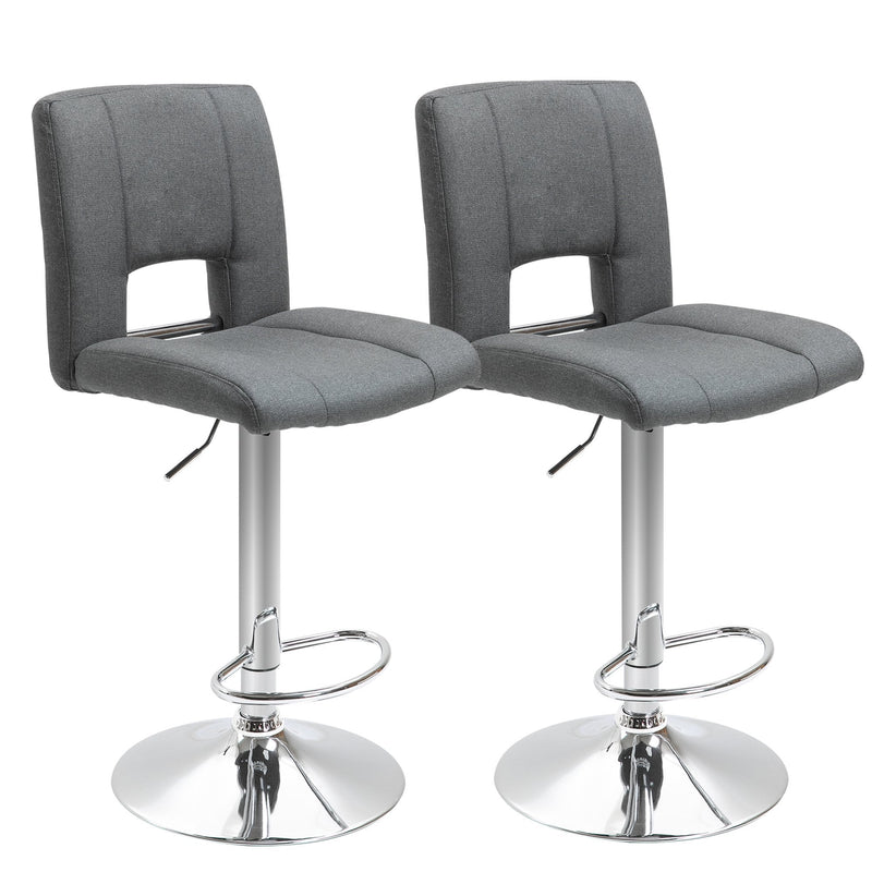 Modern Linen Fabric Bar stool Armless Adjustable Height with Swivel Seat, Set of 2 Height