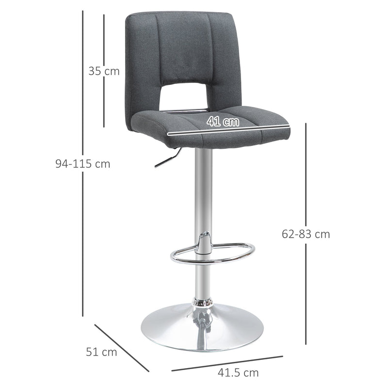 Modern Linen Fabric Bar stool Armless Adjustable Height with Swivel Seat, Set of 2 Height