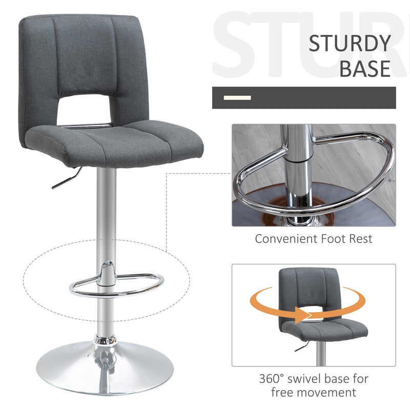 Modern Linen Fabric Bar stool Armless Adjustable Height with Swivel Seat, Set of 2 Height