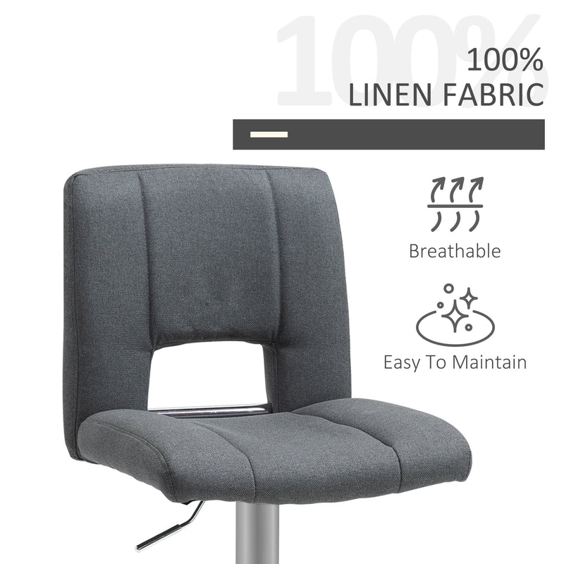 Modern Linen Fabric Bar stool Armless Adjustable Height with Swivel Seat, Set of 2 Height