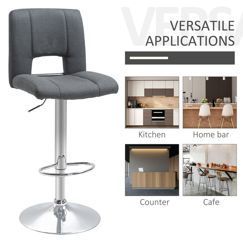 Modern Linen Fabric Bar stool Armless Adjustable Height with Swivel Seat, Set of 2 Height