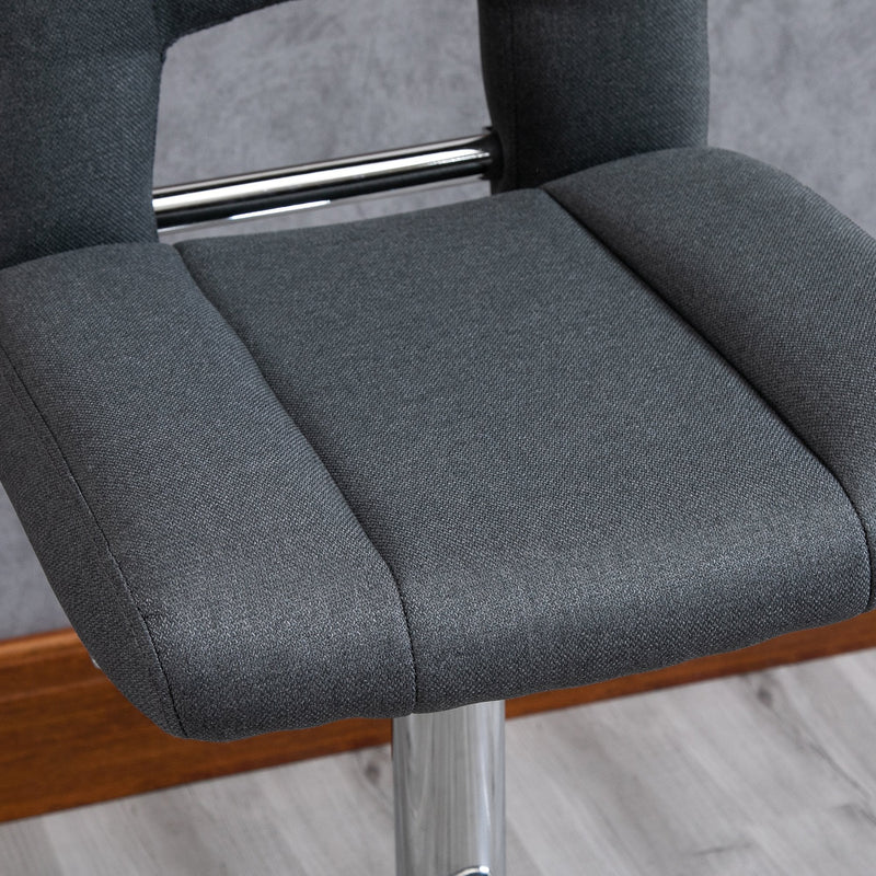 Modern Linen Fabric Bar stool Armless Adjustable Height with Swivel Seat, Set of 2 Height