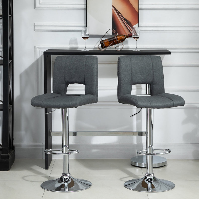 Modern Linen Fabric Bar stool Armless Adjustable Height with Swivel Seat, Set of 2 Height