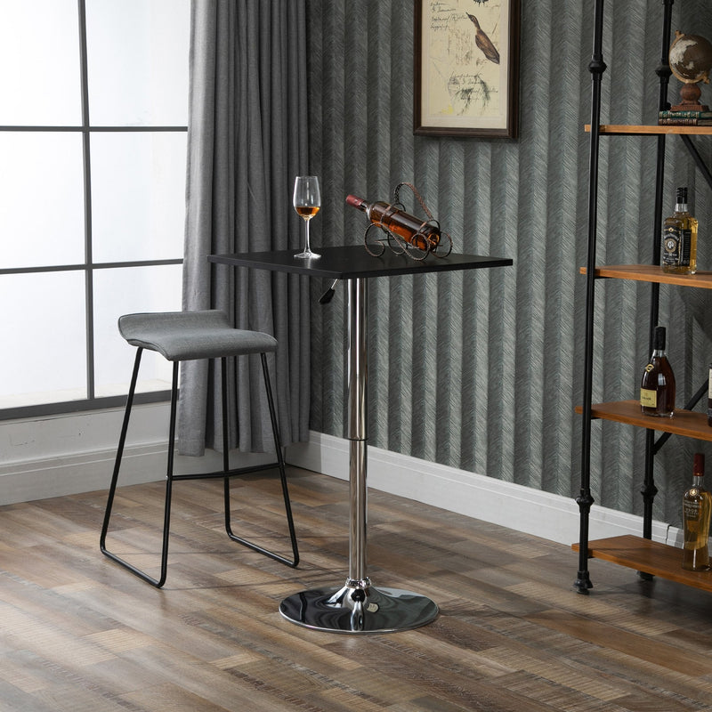 HOMCOM Modern Height Adjustable Counter Bar Table with 360° Swivel Table top - Black & Silver