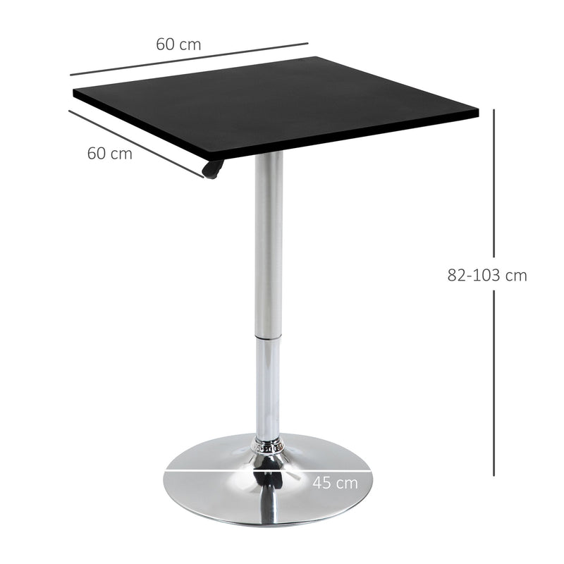 HOMCOM Modern Height Adjustable Counter Bar Table with 360° Swivel Table top - Black & Silver