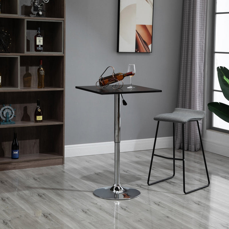 HOMCOM Modern Height Adjustable Counter Bar Table with 360° Swivel Table top - Black & Silver