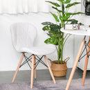 Armless Dining Chair Ergonomic Curved Accent Chair PU Leather Seat with Beech Wood Legs