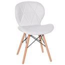 Armless Dining Chair Ergonomic Curved Accent Chair PU Leather Seat with Beech Wood Legs