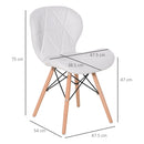 Armless Dining Chair Ergonomic Curved Accent Chair PU Leather Seat with Beech Wood Legs