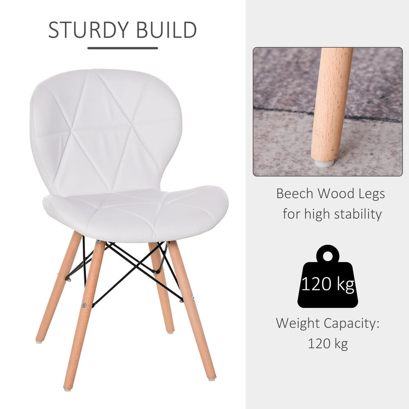 Armless Dining Chair Ergonomic Curved Accent Chair PU Leather Seat with Beech Wood Legs