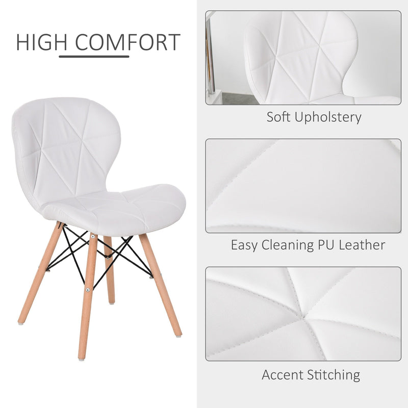 Armless Dining Chair Ergonomic Curved Accent Chair PU Leather Seat with Beech Wood Legs