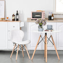 Armless Dining Chair Ergonomic Curved Accent Chair PU Leather Seat with Beech Wood Legs