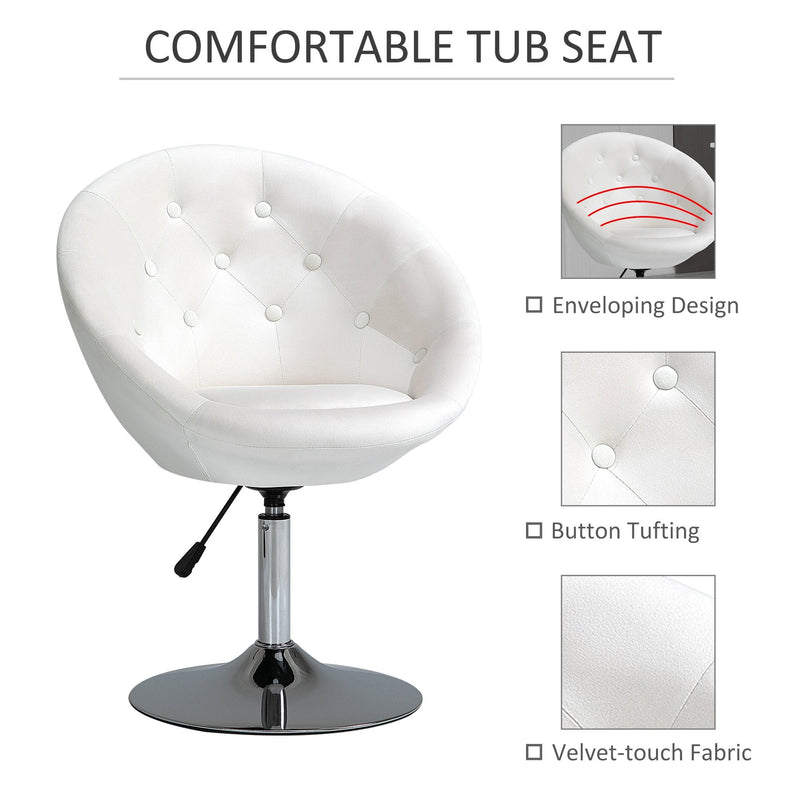 Dining Height Bar Stool Velvet-Touch Tufted Fabric - Cream White