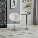 Dining Height Bar Stool Velvet-Touch Tufted Fabric - Cream White