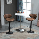 Bar Stool Set of 2 Faux Leather Adjustable Height Armless Chairs with Swivel Seat, Brown Vintage