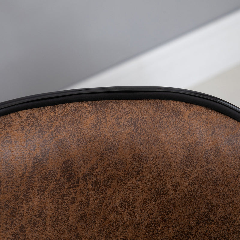 Bar Stool Set of 2 Faux Leather Adjustable Height Armless Chairs with Swivel Seat, Brown Vintage