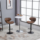 Bar Stool Set of 2 Faux Leather Adjustable Height Armless Chairs with Swivel Seat, Brown Vintage