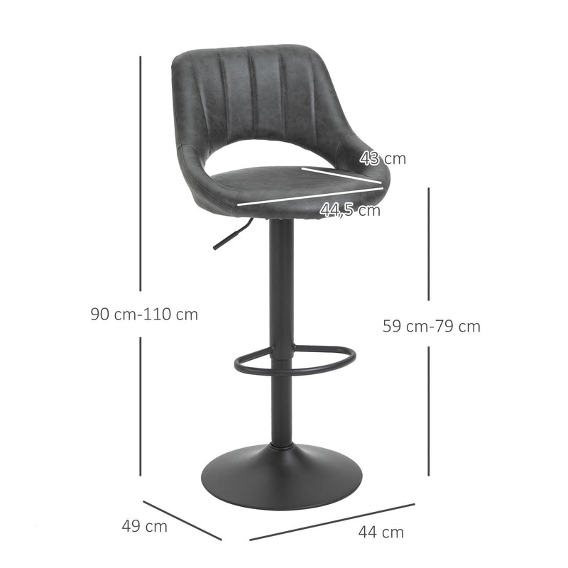 Barstools Set of 2 Adjustable - Grey