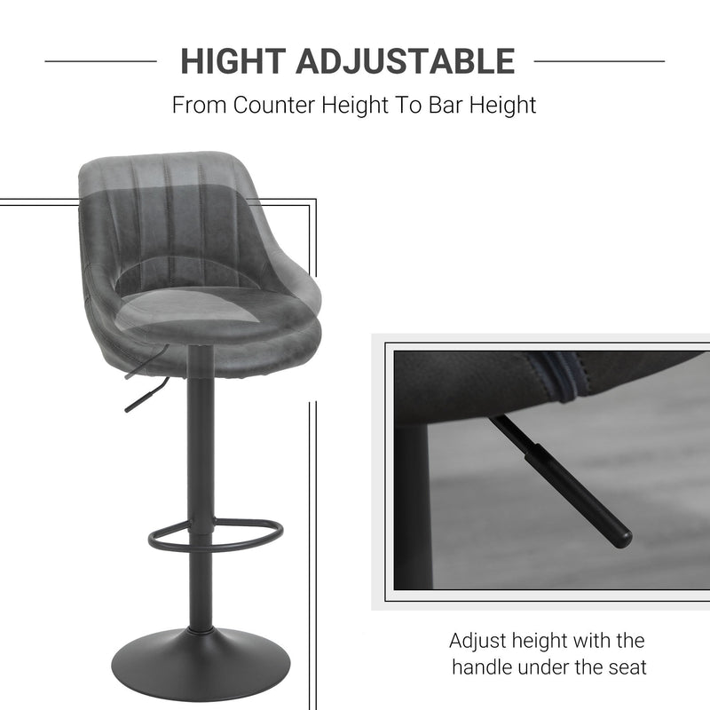 Barstools Set of 2 Adjustable - Grey