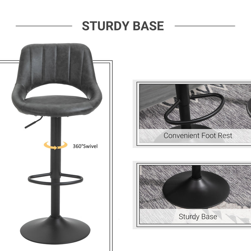 Barstools Set of 2 Adjustable - Grey