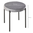 Backless Stackable Dining Stools Velvet-Touch Fabric Upholstered Round Chair with Steel Legs, Set of 4, Grey 4