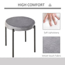 Backless Stackable Dining Stools Velvet-Touch Fabric Upholstered Round Chair with Steel Legs, Set of 4, Grey 4