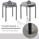 Backless Stackable Dining Stools Velvet-Touch Fabric Upholstered Round Chair with Steel Legs, Set of 4, Grey 4