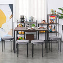 Backless Stackable Dining Stools Velvet-Touch Fabric Upholstered Round Chair with Steel Legs, Set of 4, Grey 4