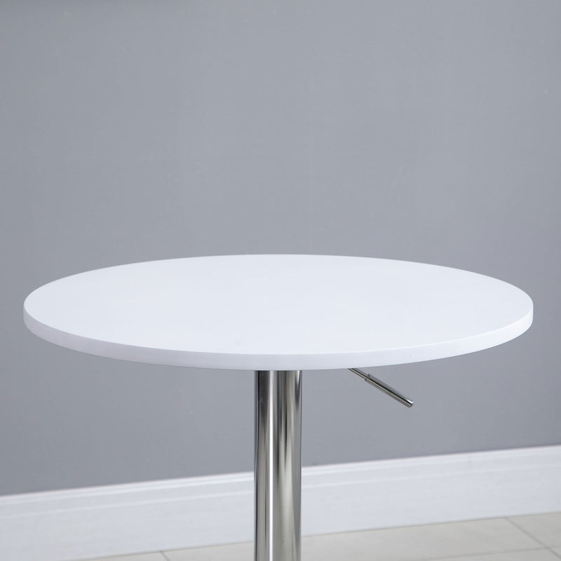 60cm Adjustable Height Round Bar Table with Swivel Top Metal Frame - White