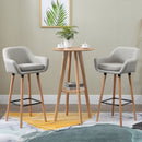 Round Cocktail Bar Table Dinning Table With Wood Legs For Pub, Dining Room, Kitchen & Home Bar