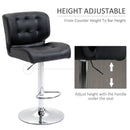 Bar stools Set of 2 Adjustable Height Swivel Bar Chairs with Footrest for Kitchen, Counter, Home Bar, Black Modern