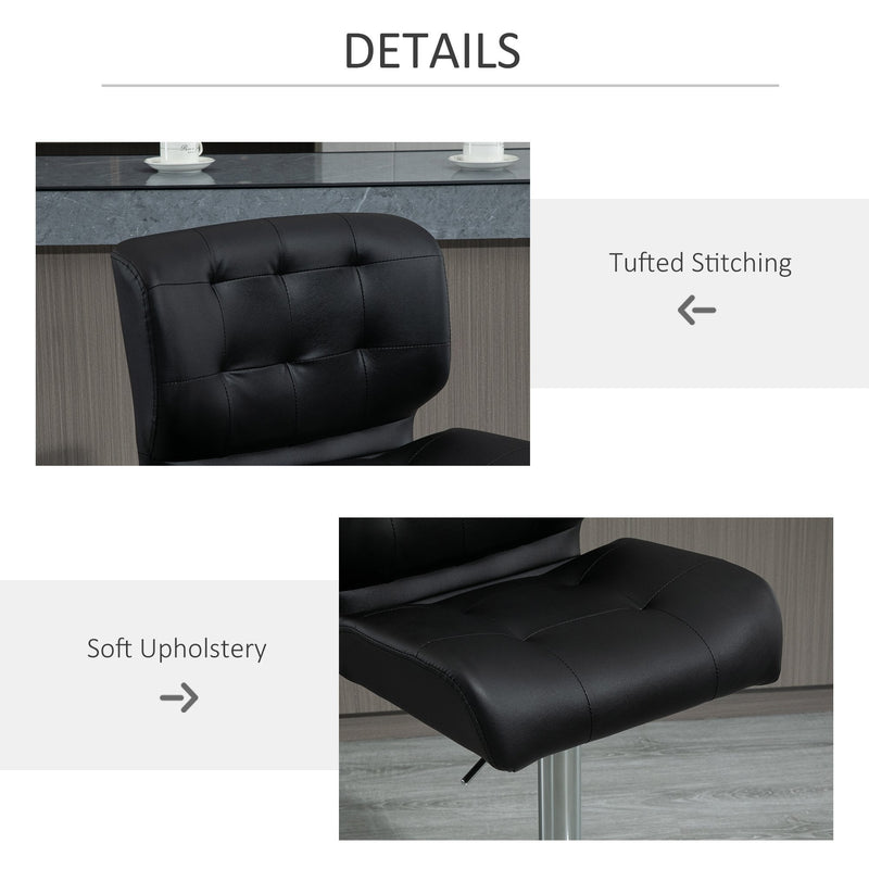 Bar stools Set of 2 Adjustable Height Swivel Bar Chairs with Footrest for Kitchen, Counter, Home Bar, Black Modern