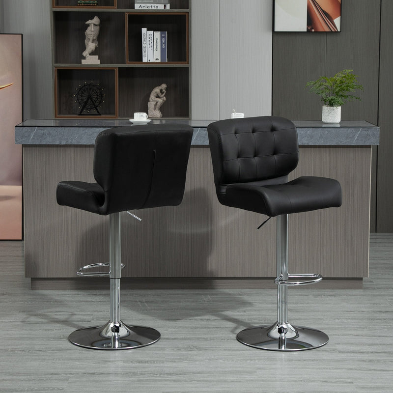 Bar stools Set of 2 Adjustable Height Swivel Bar Chairs with Footrest for Kitchen, Counter, Home Bar, Black Modern