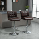 Bar stools Set of 2 Adjustable Height Swivel Bar Chairs with Footrest for Kitchen, Counter, Home Bar - Brown