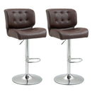 Bar stools Set of 2 Adjustable Height Swivel Bar Chairs with Footrest for Kitchen, Counter, Home Bar - Brown